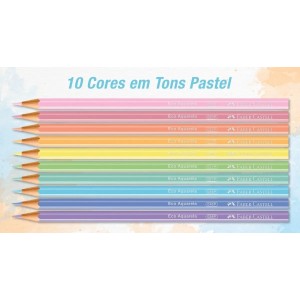 LAPIS 10 CORES AQUARELA FABER CASTELL PASTEL